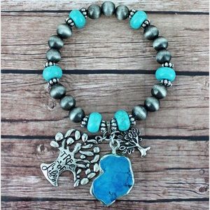 Turquoise Tree of Life Cluster Charm Bracelet